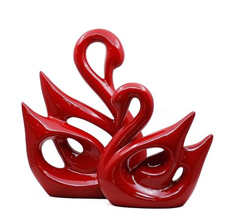 Lucky Love Swan Couple Glossy Piano Finish Polyresin Figures for Home ...