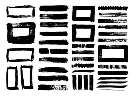 Hand drawn paint texture brush strokes set. Lines and shapes brushes ...
