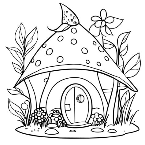 Blooming fairy homes coloring page free 50 printable fairy houses gourd ...