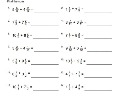Image result for Adding Mixed Number Worksheet