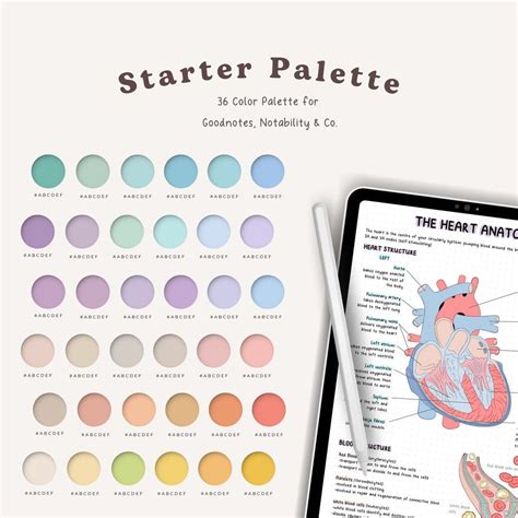 Starter Palette, Digital Planner Color Swatches, Design Ideas Color Palette Pastel, Goodnotes ...