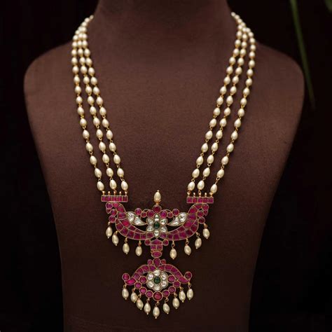 Anvika Pearl Polki Necklace | Red Necklace Set for Women & Girls