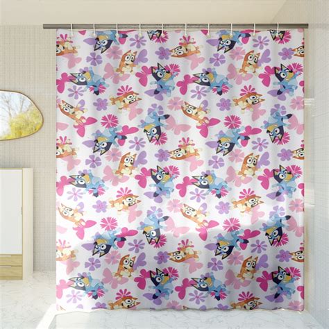 Bluey Family Summer Vacation Shower Curtain, Bluey Bingo Bathroom Decor ...