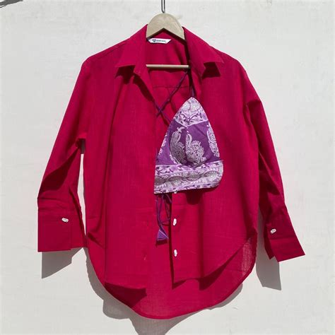 Pink Slub Cotton Flip Flop Shirt & Lavender Floral Cotton Bra Combo ...