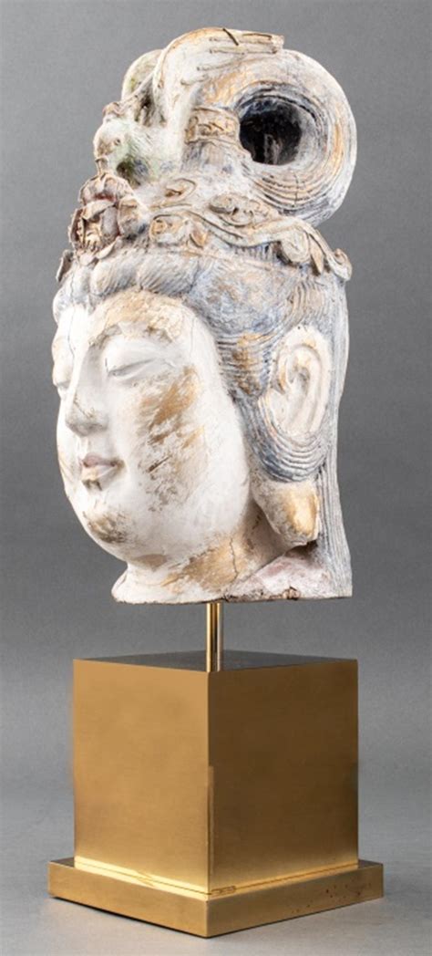 Karl Springer Attr. Chinese Guanyin Bust Sculpture For Sale at 1stDibs
