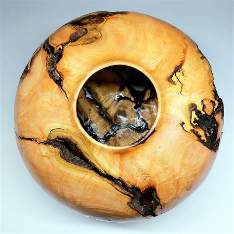 【YamabikoWoodArt 】 特大 穴あきの壺 一点物 木製 メープル 制作動画有り | Yamabiko Wood Art