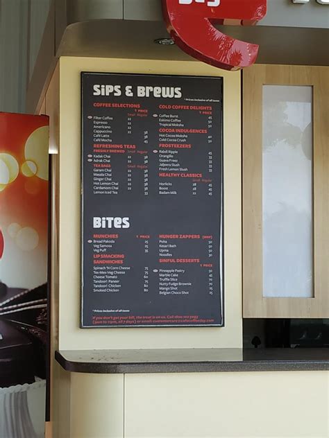 Menu at Cafe Coffee Day, Malayambakkam