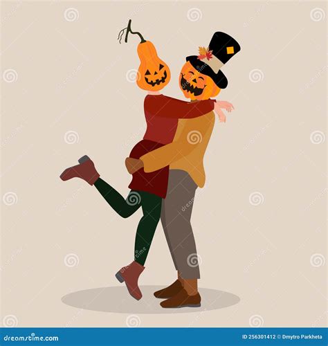 Man and Woman in Jack O Lantern Costumes. Stock Vector - Illustration ...