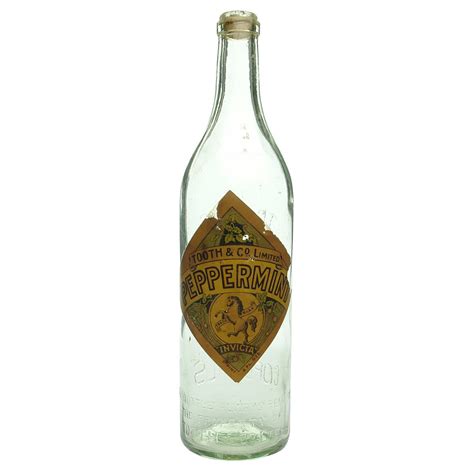 Cordial. Tooth's Invicta Cordials, original Peppermint label. Aqua. 1 ...