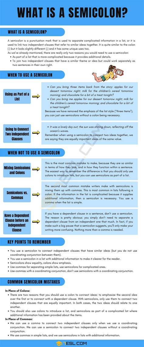 Semicolon (;) When to Use a Semicolon in English • 7ESL