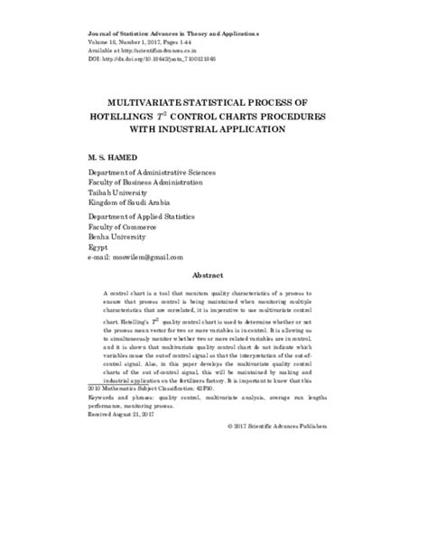 Image result for Hotelling T2 Statistical Model Example
