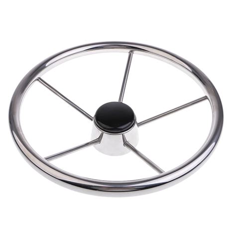 FLAWISH 345mm Stainless Steel 5 Spoke 3/4'' Boat Steering Wheel Marine ...