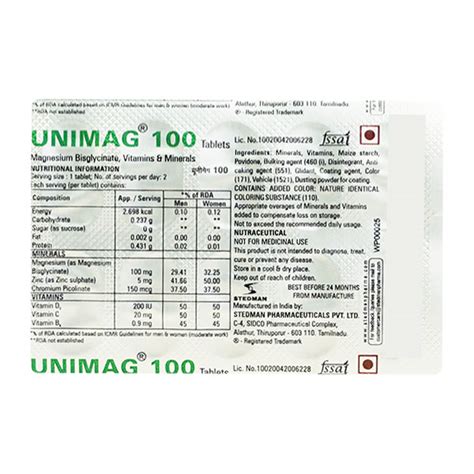 Unimag 100 Tablets 10’s - Cureka - Online Health Care Products Shop