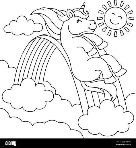 Rainbow unicorn coloring page Stock Vector Images - Alamy