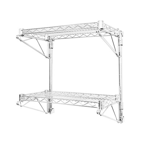 12"d 2 Shelf Chrome Wire Wall Mounted Shelving Kit – Shelving Inc.