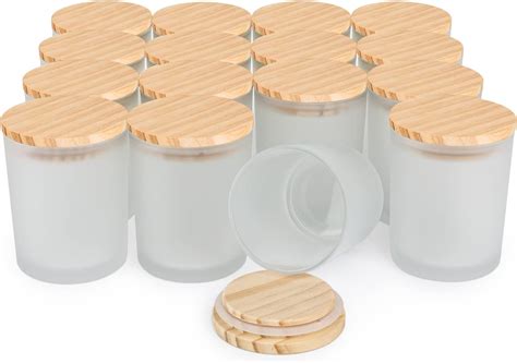 Buy 16 Pcs 6 OZ Thick Glass Jars with Wood Lids, Clear Empty Jars for ...