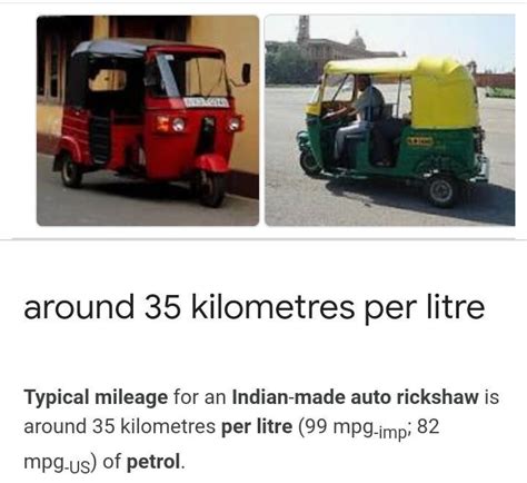 what is the typical mileage of an Indian_ made auto rickshaw per liter ...