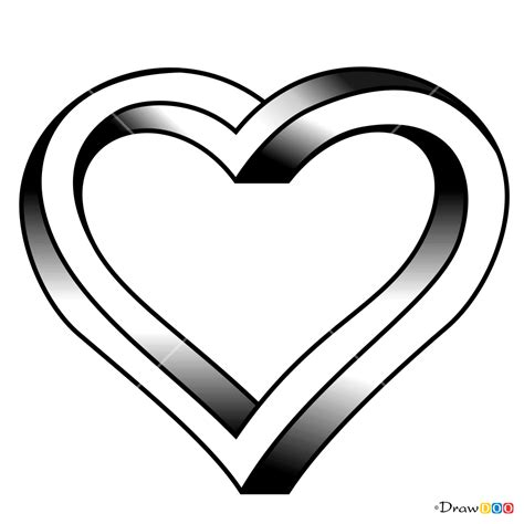 easy drawing 3d heart