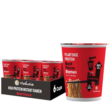 Amazon.com: Hethstia High-Protein(32g) Ramen Cup, 6-Pack Protein ...