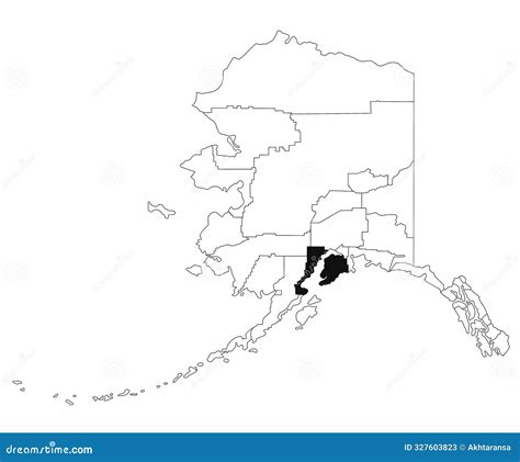 Map of Kenai Peninsula Borough in Alaska State on White Background ...