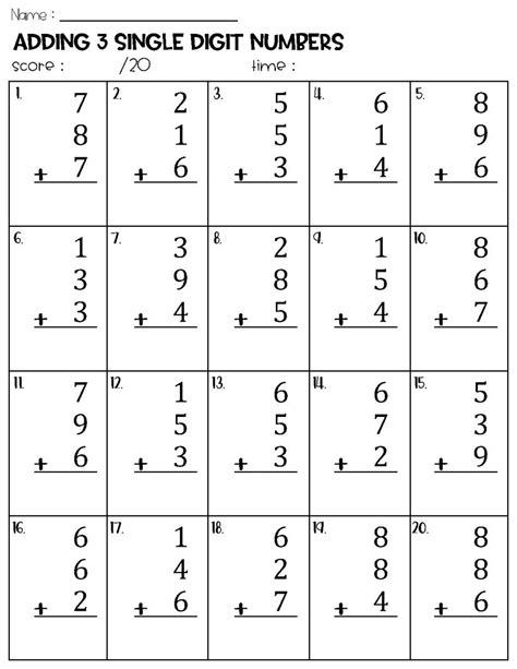 Image result for Adding Three Numbers Worksheet