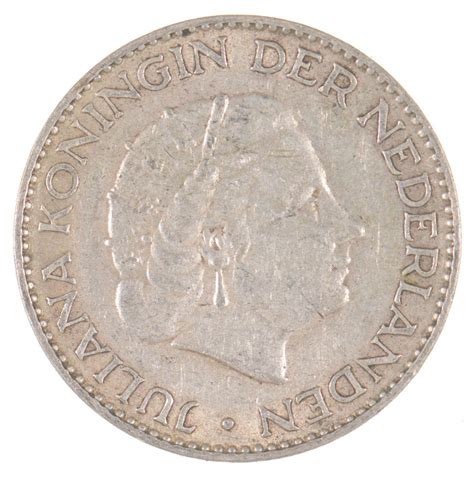 SILVER - Roughly the Size of a Quarter - 1956 Netherlands 1 Gulden ...