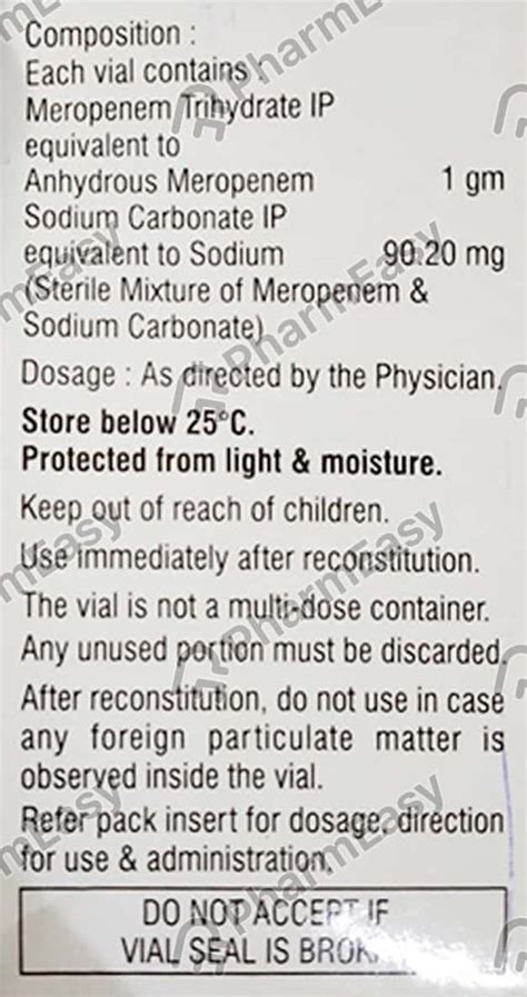 Merotec 1 G Powder For Injection (1): Uses, Side Effects, Price, Dosage ...