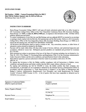 Fillable Online PUBLIC NOTICE - INVITATION TO BID - UNIFORMS ...