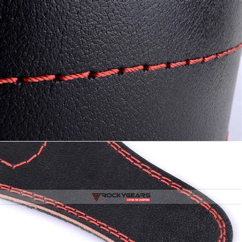 Cowhide Belt black with red stitches | #1 Custom Gym Equipment