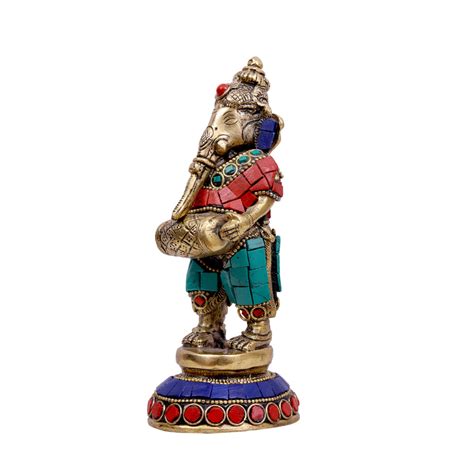 Brass Musical Ganesha Stone Work – Ragaarts