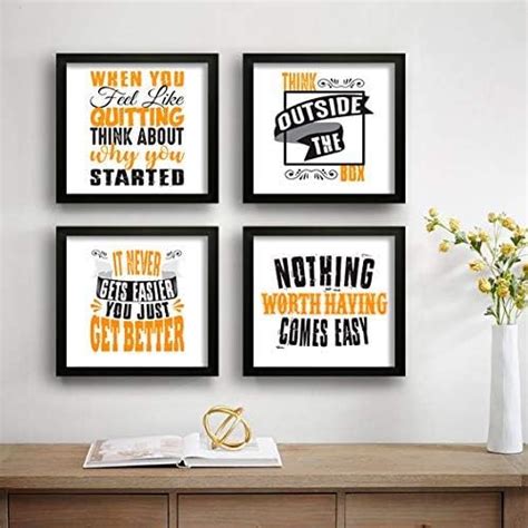 SAF paintings Motivational Set of 4 UV Textured Painting (19 x 19 ...