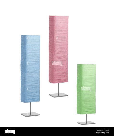 Decorative paper floor lamps isolated on white background Stock Photo ...