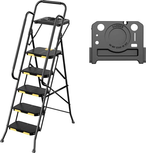 KINGRACK 5 Step Ladder, Step Ladder 5 Step Folding with Tool Tray and ...