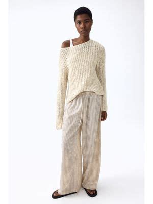 Buy H&M Women Beige Wide Pull-On Trousers (XS) Online