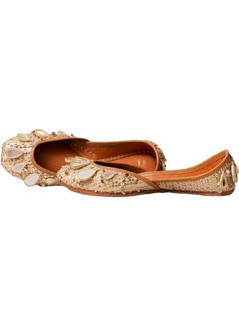 Sitara Gold Jutti | Golden Mirror Work Jutti – Needledust