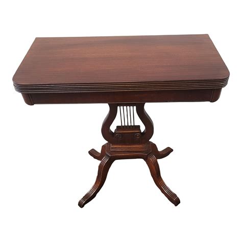 Antique 1920s Mahogany Duncan Phyfe Game Table Harp Style American ...