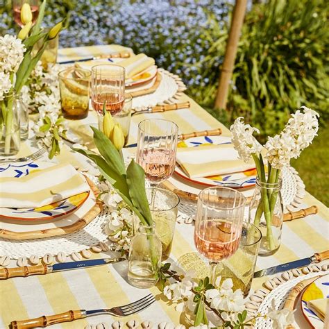 Positano Yellow Stripe Napkin (set of 4) | Yellow tablecloth, Table ...