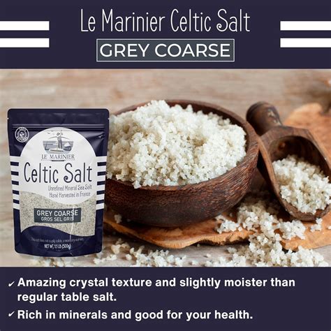 Le Marinier Celtic Salt Sal marina gruesa gris, 1.1lb – 18oz. Sal marina francesa sin refinar ...