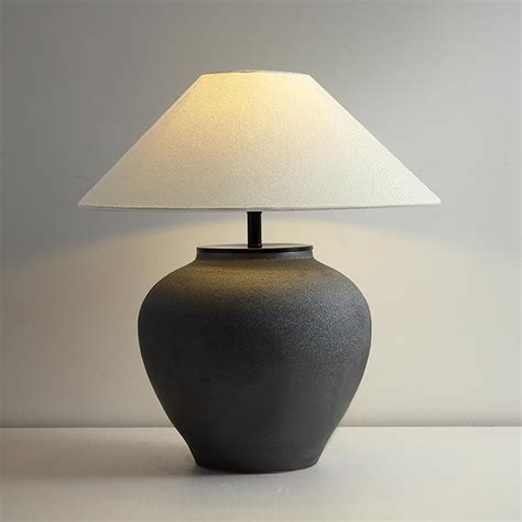 PURESILKS Black Table Lamp Farmhouse Ceramic Table Lamp,Small Desk Lamp ...