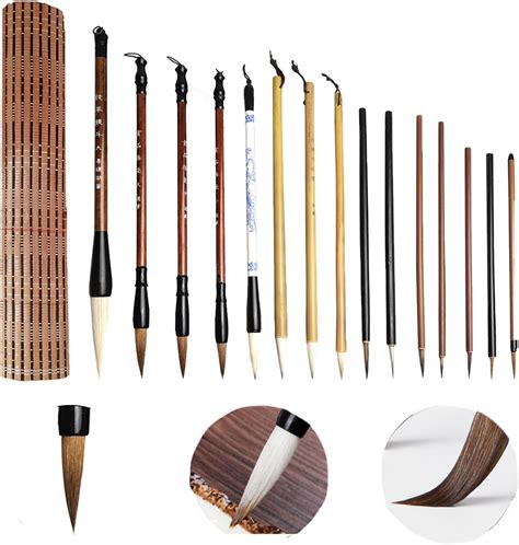 Amazon.com: Chinese Calligraphy Brushes Set, 15Pcs Chinese Writing Brushes with Bamboo Pen ...