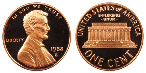 1988 S Lincoln Memorial Penny Coin Value Prices, Photos & Info