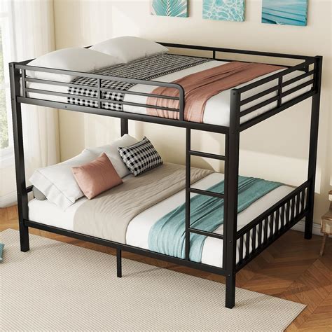 Amazon.com: Miscoos Queen Over Queen Metal Bunk Bed, Heavy Duty Bunk ...