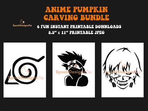 Printable Anime Pumpkin Stencil Bundle Characters Favorite Popular ...