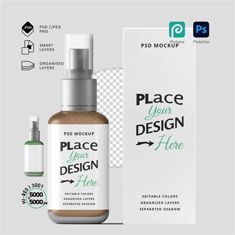 Frosted Glass Spray Bottle Mockup PSD With Box | Cosmetic Mist Toner ...