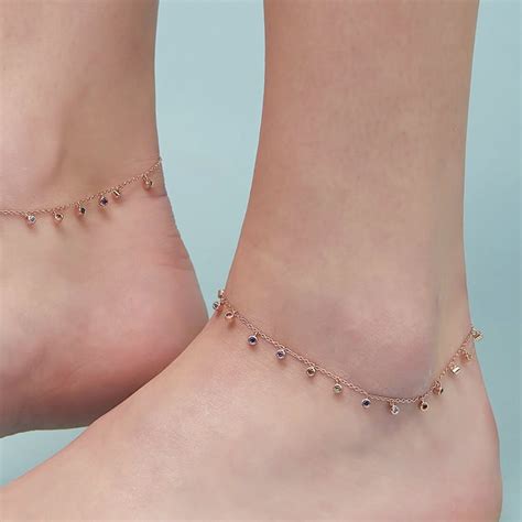 Buy Zavya Colors of Life in Rose Gold 925 Sterling Silver Anklet- Pair ...