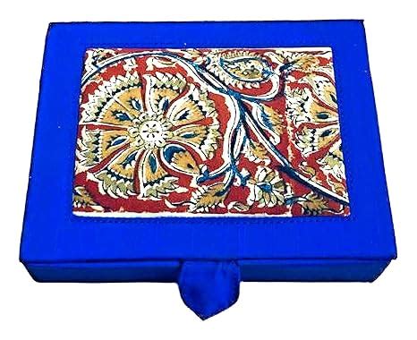 Buy Ananyakrafts Kalamkari handcrafted jewellery boxes in raw silk ...