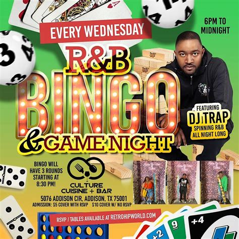 WEDNESDAY R&B BINGO + GAME NIGHT @ Culture Addison, Culture Cuisine ...