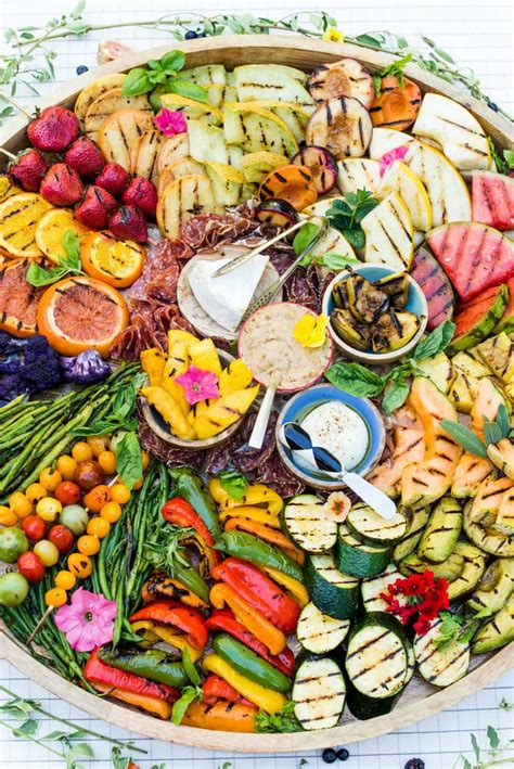 Grilled Fruit Vegetable Charcuterie Board for summer #charcuterie # ...