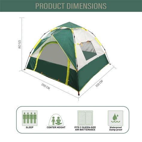 Hacer Camping Tent | 3 Person, Green+Gray