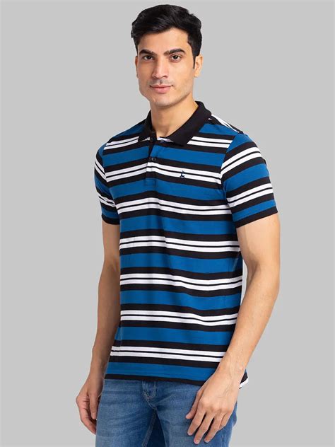 Parx Men Petrol Regular Fit Yarn Dyed Polo Neck Collar T-Shirt – MyRaymond